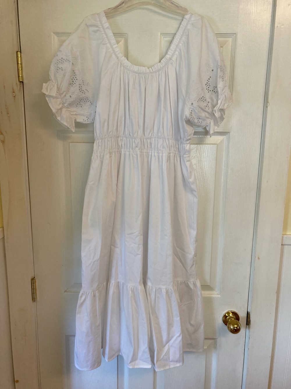 Nanette Lepore White Eyelet Puff Sleeve Maxi Dress NWOT
